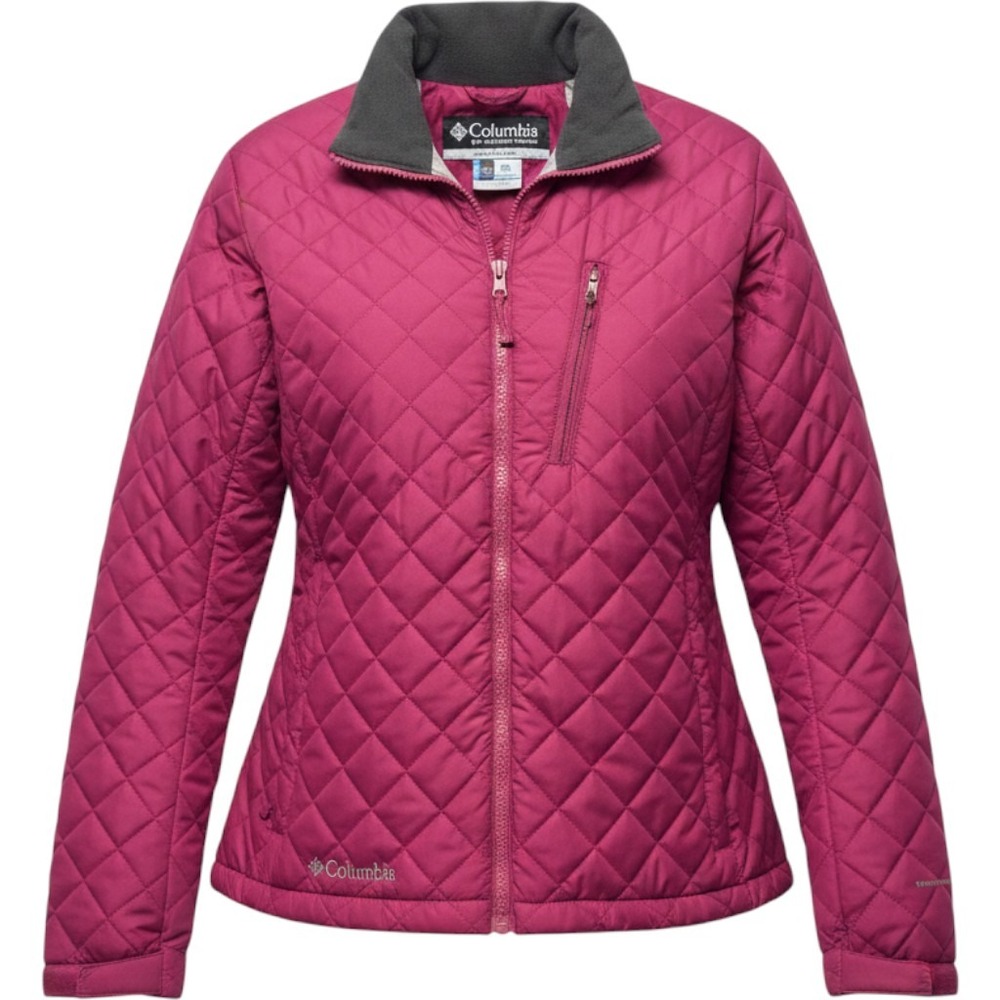 Columbia Women's M Pink Quilted Convertible Jacket Vest Zip-Off Sleeves Puffer